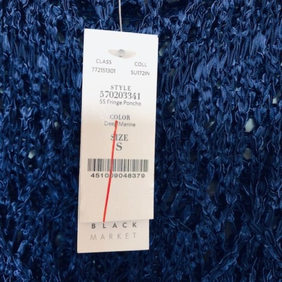 WHBM Open Knit Fringe Poncho Top S - Picture 9 of 9